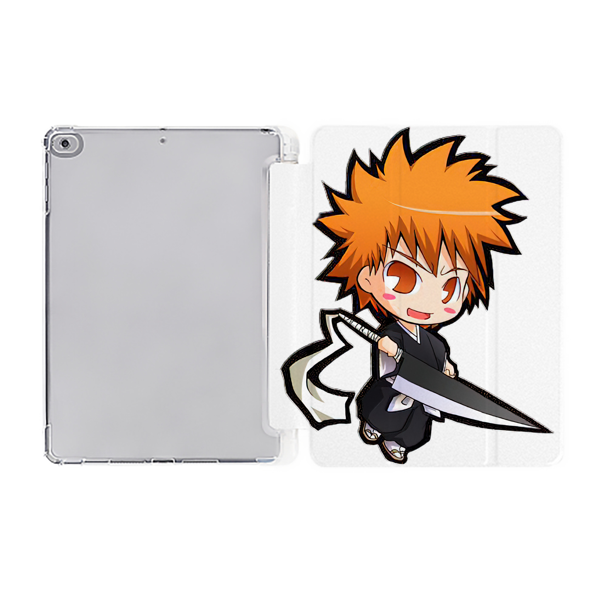 （画像用） ブリーチ 黒崎一護（くろさき いちご）BLEACH Kurosaki Ichigo IPad ケース ペン収納付き 三つ折りスタンド PUレザー×シリコン 対応機種9.5/10.5/10.9インチ
